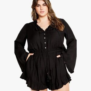 City Chic~ NWT "Playsuit Erica " Black Drawstring Romper~ 14 Retail $99